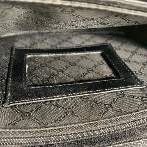 Etienne Aigner Front Flap Black Leather Crossbody Shoulder Bag Buckle Straps Y2K - Picture 10 of 12